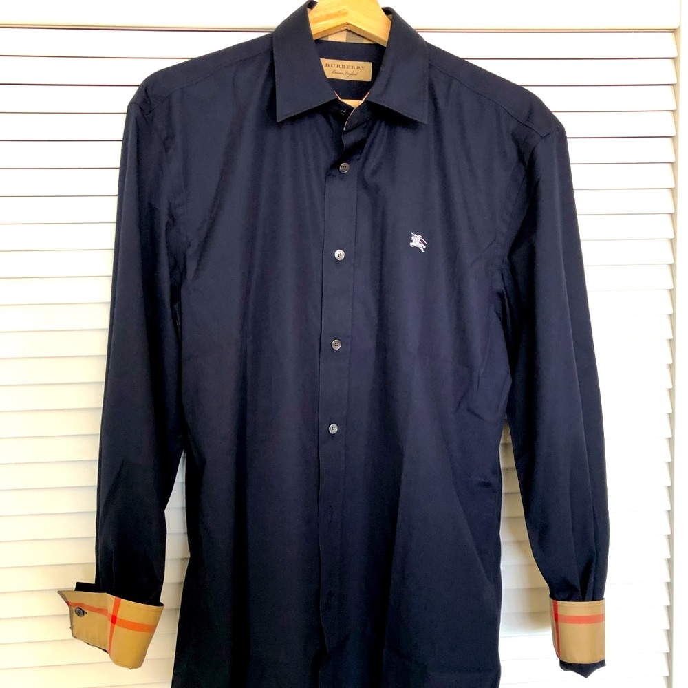 Authentic Burberry man navy blue shirt